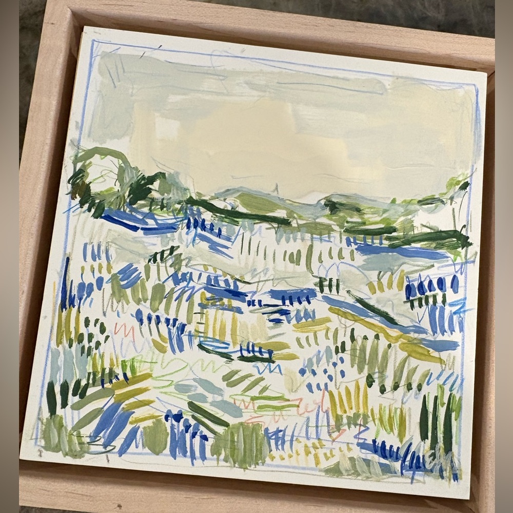 “Through the bluebonnets” an original 6x6 framed painting by Elizabeth Sage